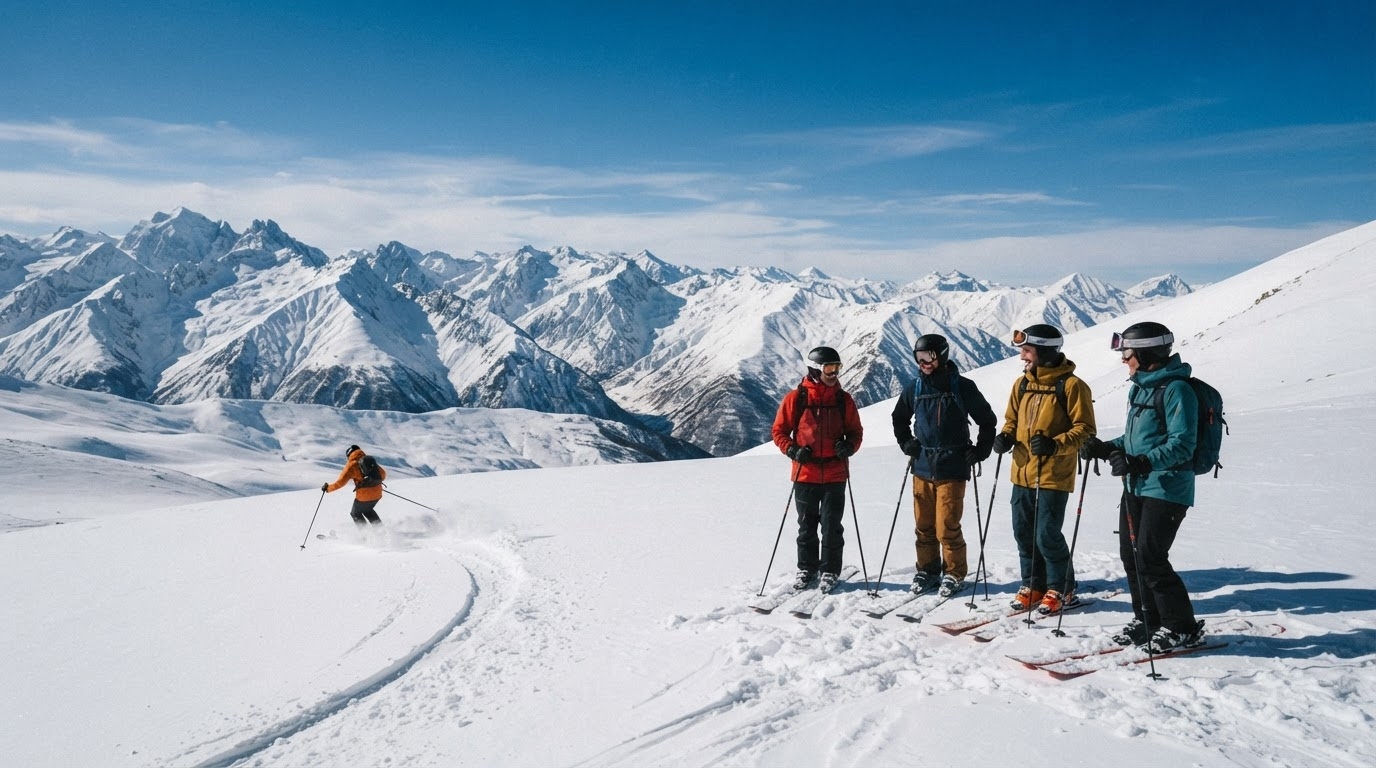 גולשים בגודאורי מול הקווקז — ביטוח נסיעות לגאורגיה