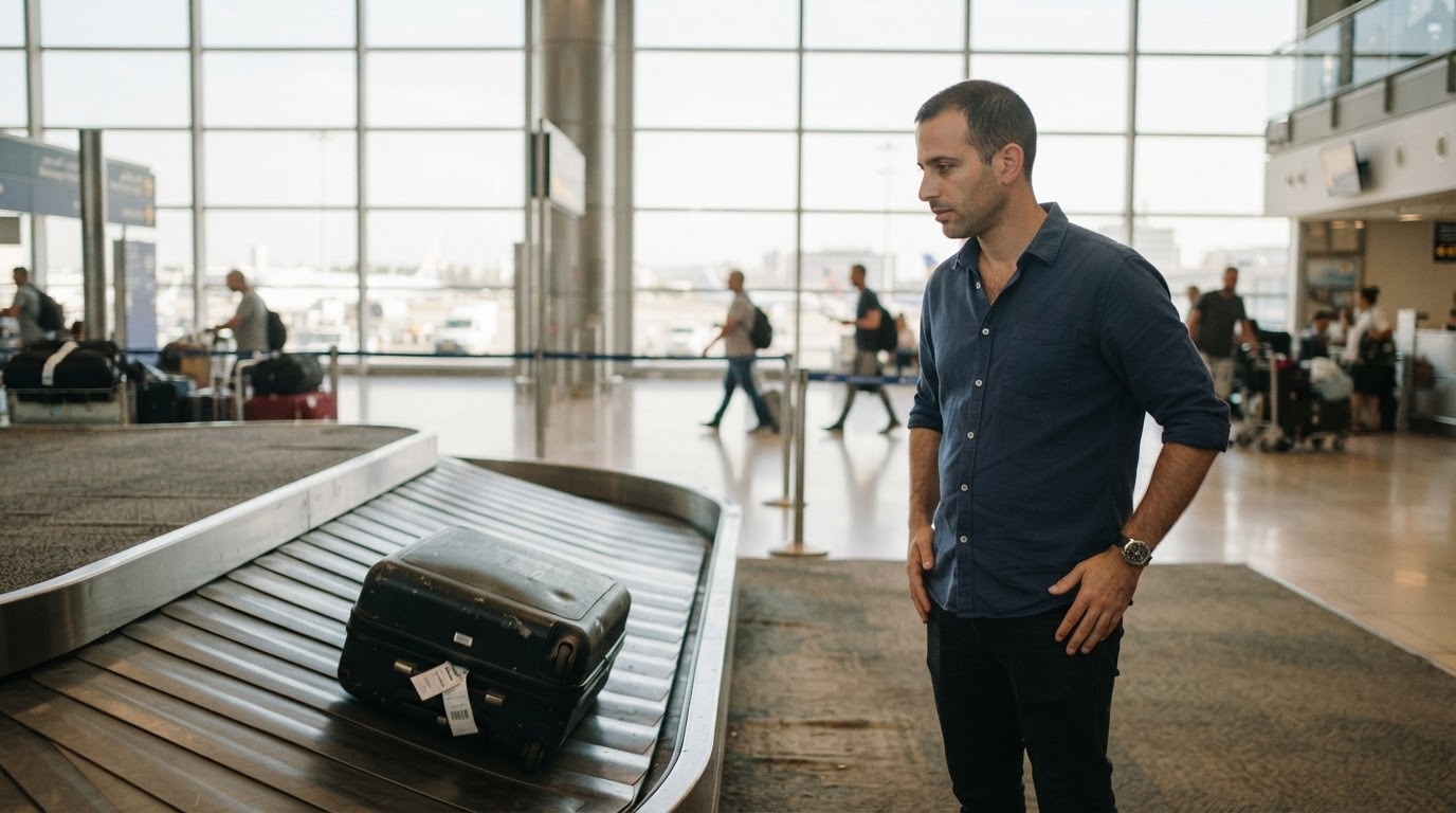מזוודה על מסוע — ביטוח כבודה ואובדן מזוודה